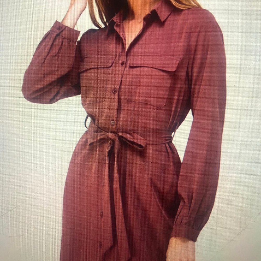 "Episode" Button Up Shirt Dress w/Tie Belt!